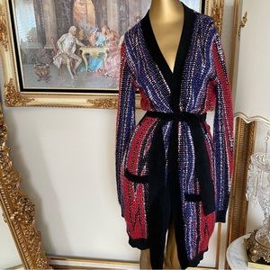 Balmain Multi knit Open Belted Sweater